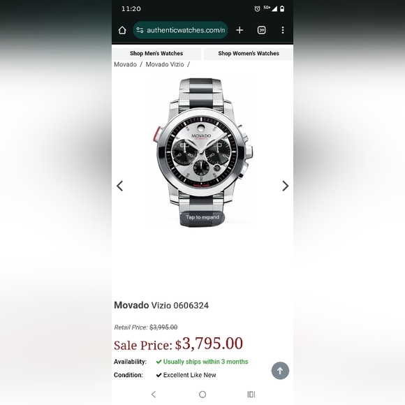 Movado Watch Mens CHRONOGRAPH RED LABEL-VIZIO FUSION... RARE - Picture 15 of 16